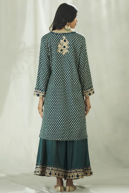 Shop Heena Kochhar Blue Banarasi Chanderi Kurta Set at Aza Fashions Shop_Heena Kochhar_Blue Banarasi Chanderi Kurta Set_at_Aza_Fashions