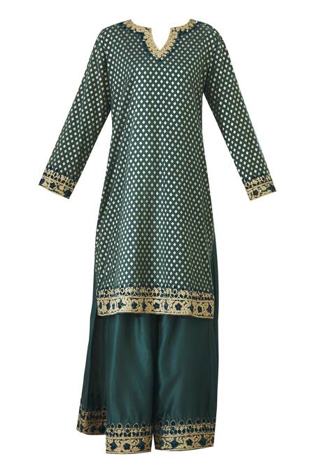 Heena Kochhar Blue Banarasi Chanderi Kurta Set Online at Aza Fashions Heena Kochhar_Blue Banarasi Chanderi Kurta Set_Online_at_Aza_Fashions