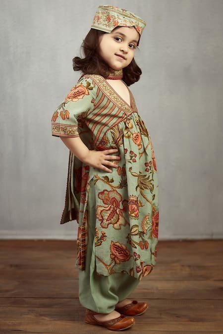 Torani Blue Chanderi, Cotton Embroidery Printed Kurta Set Online at Aza Fashions Torani_Blue Chanderi, Cotton Embroidery Printed Kurta Set _Online_at_Aza_Fashions