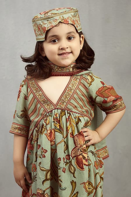 Shop Torani Blue Chanderi, Cotton Embroidery Printed Kurta Set Online at Aza Fashions Shop_Torani_Blue Chanderi, Cotton Embroidery Printed Kurta Set _Online_at_Aza_Fashions