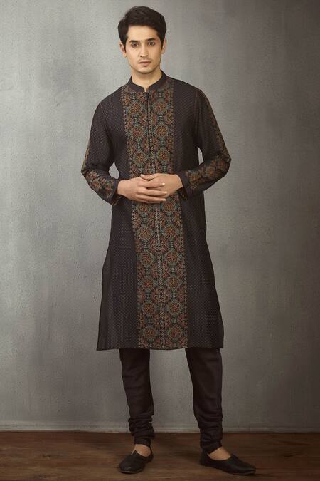 Buy_Torani_Black Chanderi Kurta_Online_at_Aza_Fashions