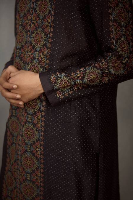 Shop_Torani_Black Chanderi Kurta_Online_at_Aza_Fashions