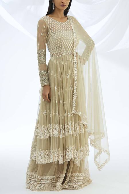 Astha Narang Beige Net Round Embroidered Anarkali Palazzo Set Online at Aza Fashions Astha Narang_Beige Net Round Embroidered Anarkali Palazzo Set _Online_at_Aza_Fashions