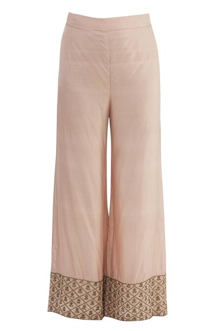 Shop Astha Narang Pink Cotton, Chanderi Silk Round Kurta Palazzo Set Online at Aza Fashions Shop_Astha Narang_Pink Cotton, Chanderi Silk Round Kurta Palazzo Set _Online_at_Aza_Fashions