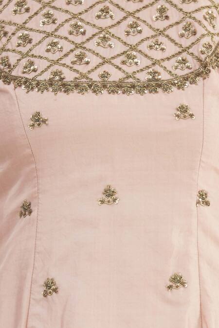 Astha Narang Pink Cotton, Chanderi Silk Round Kurta Palazzo Set at Aza Fashions Astha Narang_Pink Cotton, Chanderi Silk Round Kurta Palazzo Set _at_Aza_Fashions