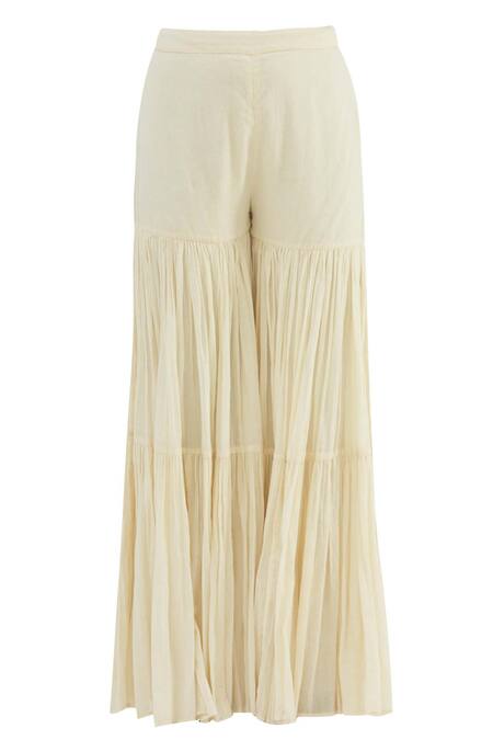 Shop Astha Narang White Cotton, Chanderi Silk Round Anarkali Sharara Set Online at Aza Fashions Shop_Astha Narang_White Cotton, Chanderi Silk Round Anarkali Sharara Set _Online_at_Aza_Fashions