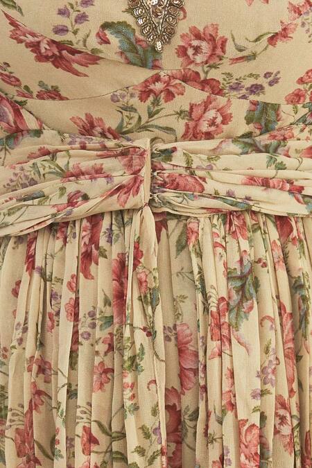 Astha Narang Beige Sweetheart Neck Printed Jumpsuit With Jacket at Aza Fashions Astha Narang_Beige Sweetheart Neck Printed Jumpsuit With Jacket _at_Aza_Fashions