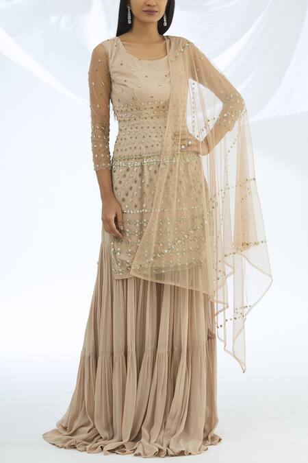 Astha Narang Pink Kurta And Dupatta Net Sharara Georgette Round Embroidered Set Online at Aza Fashions Astha Narang_Pink Kurta And Dupatta Net Sharara Georgette Round Embroidered Set _Online_at_Aza_Fashions