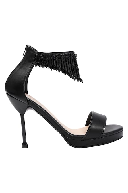 Nidhi Bhandari Black Beads Stilettos With Ankle Strap Online at Aza Fashions Nidhi Bhandari_Black Beads Stilettos With Ankle Strap _Online_at_Aza_Fashions