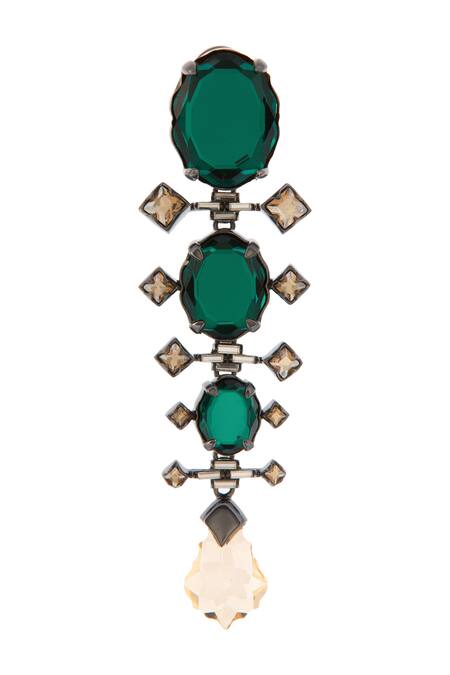 Buy_Confluence_Silver Plated Swarovski Crystals Tarun Tahiliani Long Earrings_Online_at_Aza_Fashions