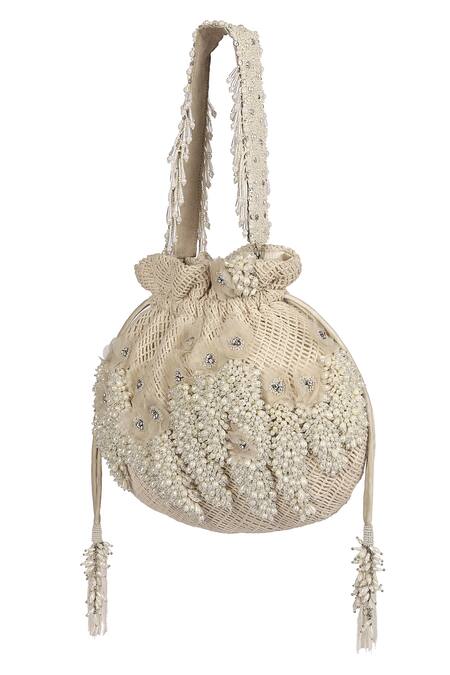 Lovetobag_Off White Embellished Potli Bag_Online_at_Aza_Fashions