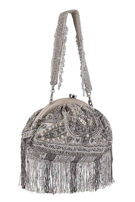 Lovetobag_Silver Embellished Clutch_Online_at_Aza_Fashions