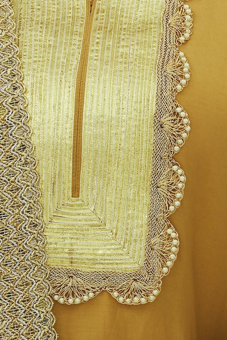 Amrita Artisanal Clothing_Yellow Cotton Silk Kurta Palazzo Set_at_Aza_Fashions