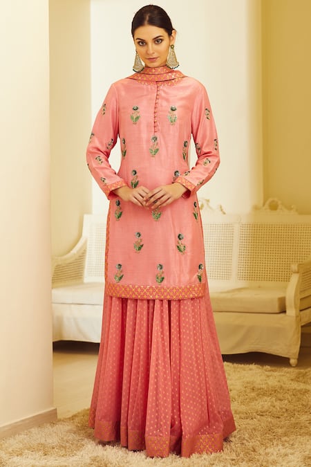 Shyam Narayan Prasad Silk Kurta Lehenga Set 