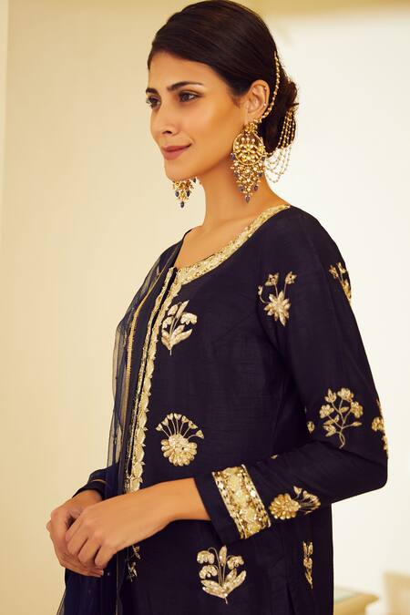 Buy Shyam Narayan Prasad Blue Silk Embroidered Kurta Set Online at Aza Fashions Buy_Shyam Narayan Prasad_Blue Silk Embroidered Kurta Set_Online_at_Aza_Fashions