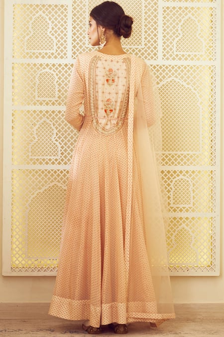 Shyam Narayan Prasad Silk Block Printed Anarkali Set 