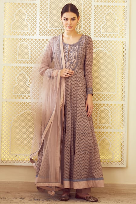 Shyam Narayan Prasad Block Print Anarkali Set 