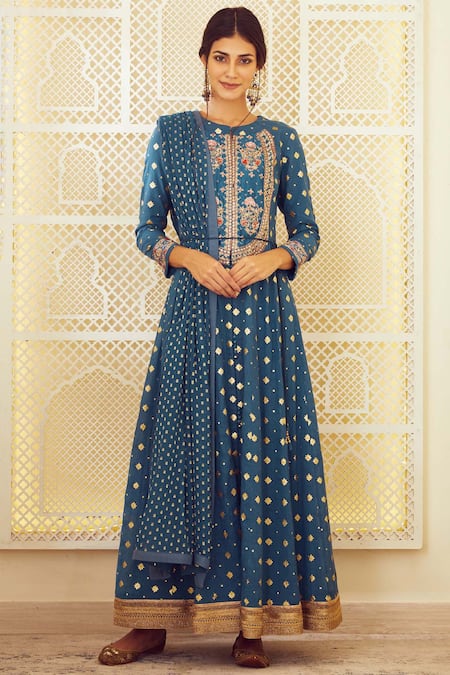 Shyam Narayan Prasad Chanderi Anarkali Set 