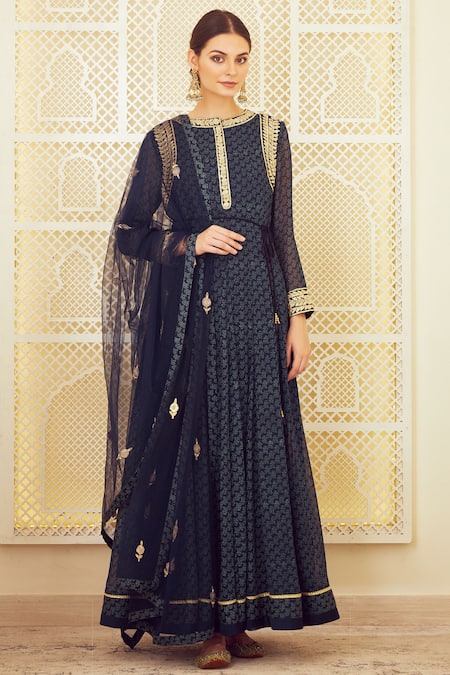 Shyam Narayan Prasad Block Print Anarkali Set 