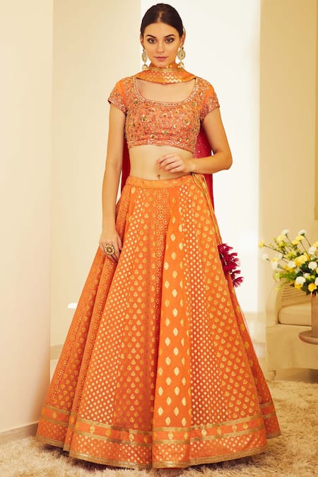 Shyam Narayan Prasad Chanderi Lehenga Set 