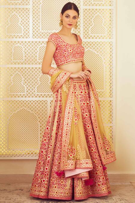 Shyam Narayan Prasad_Pink Raw Silk Round Lehenga Set _Online_at_Aza_Fashions