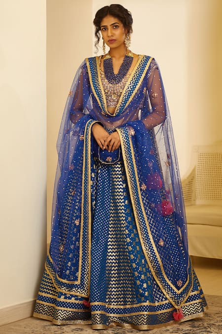 Shyam Narayan Prasad Chanderi Lehenga Set 