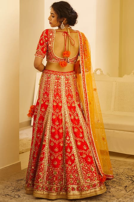 Shop Shyam Narayan Prasad Red Raw Silk Lehenga Set at Aza Fashions Shop_Shyam Narayan Prasad_Red Raw Silk Lehenga Set _at_Aza_Fashions
