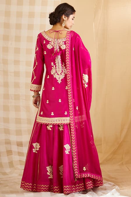 Shyam Narayan Prasad Chanderi Kurta Lehenga Set 