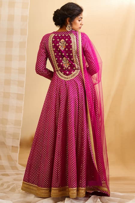 Shyam Narayan Prasad Silk Chanderi Anarkali Set 