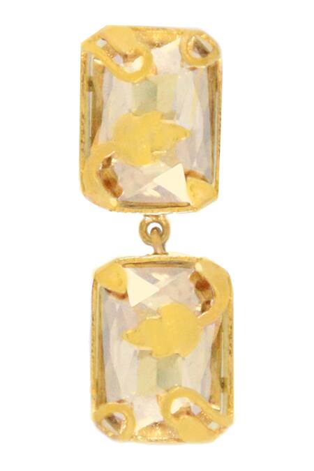 Shop_Ornamaas_Gold Plated Crystals Drop Earrings_at_Aza_Fashions