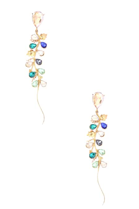 Ornamaas by Ojasvita Blue Stone Long Earrings