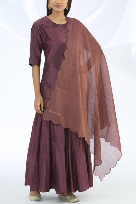 Shagun Manchanda_Purple Chanderi Silk Round Kurta Sharara Set  _Online_at_Aza_Fashions