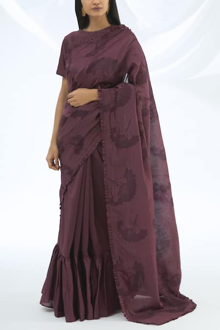 Shagun Manchanda Purple Chanderi Silk Printed Saree 