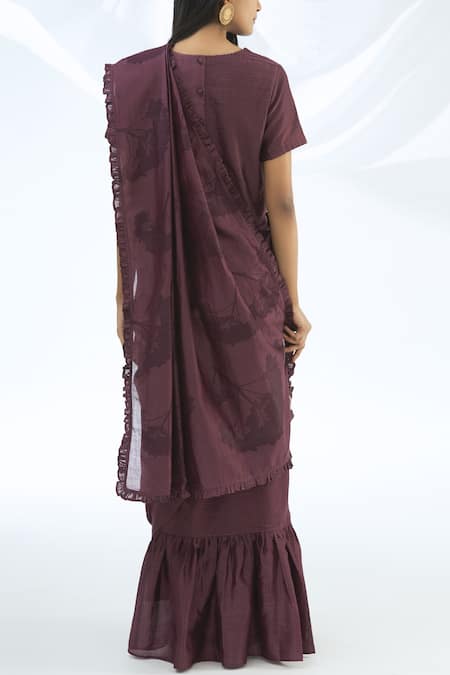 Shop Shagun Manchanda Purple Chanderi Silk Printed Saree at Aza Fashions Shop_Shagun Manchanda_Purple Chanderi Silk Printed Saree _at_Aza_Fashions