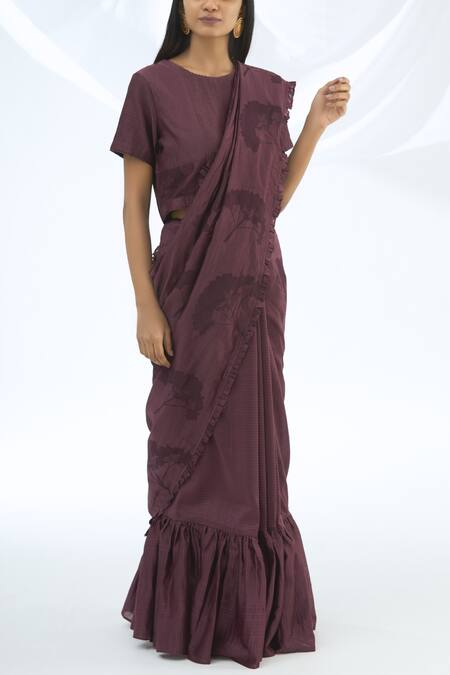 Buy Shagun Manchanda Purple Chanderi Silk Printed Saree Online at Aza Fashions Buy_Shagun Manchanda_Purple Chanderi Silk Printed Saree _Online_at_Aza_Fashions