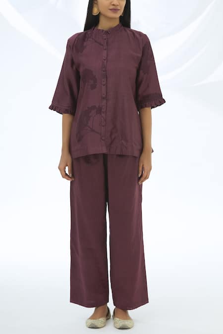 Shop_Shagun Manchanda_Purple Chanderi Silk Round Tunic  _Online_at_Aza_Fashions