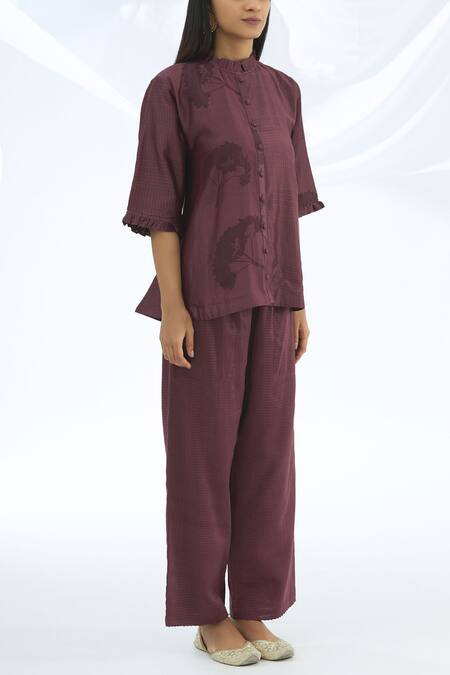 Buy_Shagun Manchanda_Purple Chanderi Silk Round Tunic  _Online_at_Aza_Fashions