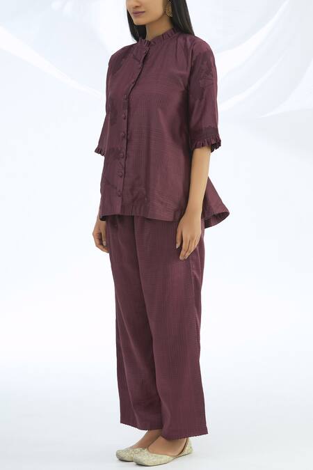 Shagun Manchanda_Purple Chanderi Silk Round Tunic  _Online_at_Aza_Fashions