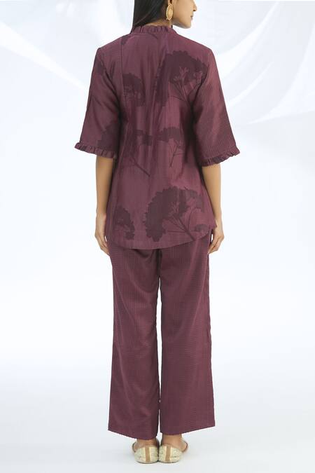 Shop_Shagun Manchanda_Purple Chanderi Silk Round Tunic  _at_Aza_Fashions
