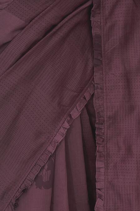 Shop_Shagun Manchanda_Purple Chanderi Silk Printed Saree  _Online_at_Aza_Fashions