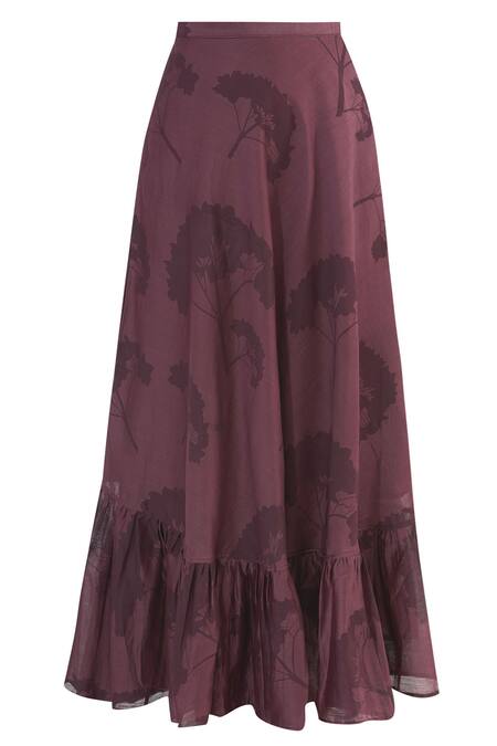 Shagun Manchanda_Purple Chanderi Silk Printed Skirt _Online_at_Aza_Fashions