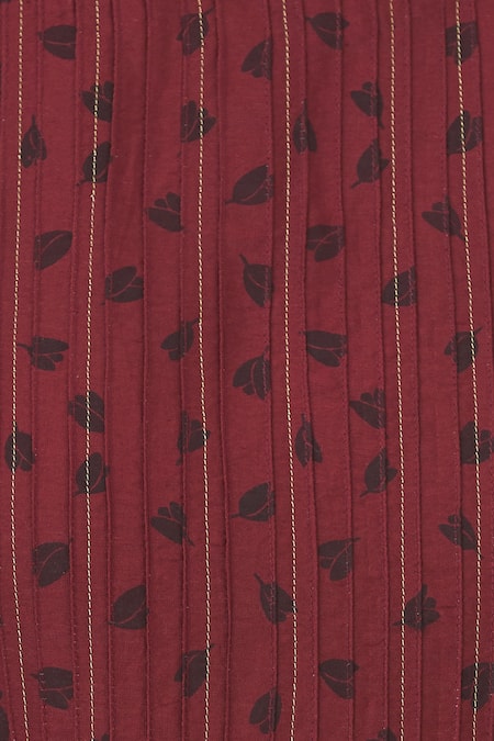 Shagun Manchanda_Maroon Chanderi Silk Round Kurta Set  _at_Aza_Fashions