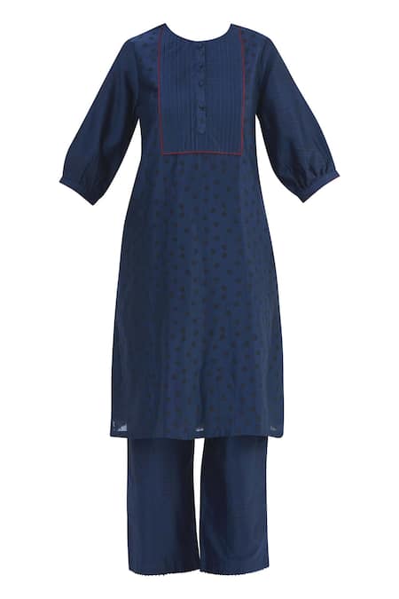 Buy_Shagun Manchanda_Blue Chanderi Silk Round Kurta Set  _Online_at_Aza_Fashions