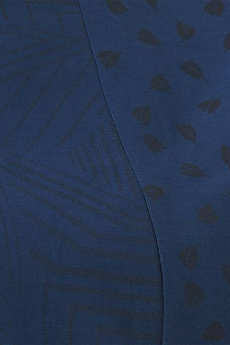 Shop_Shagun Manchanda_Blue Chanderi Silk Round Printed Blouse _Online_at_Aza_Fashions