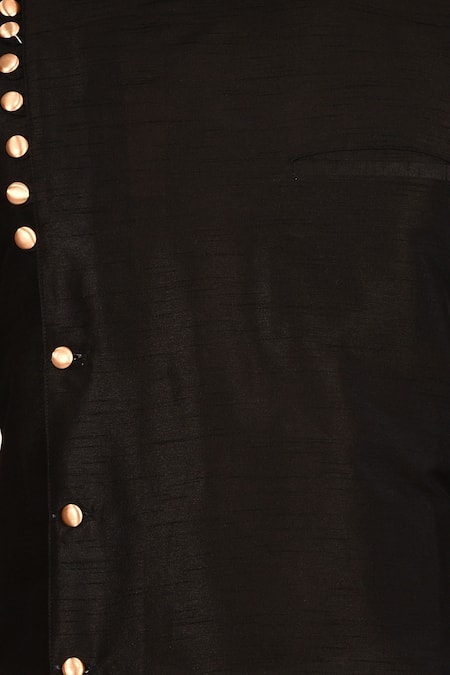 Arihant Rai Sinha_Black Silk, Cotton Overlap Kurta Set _at_Aza_Fashions