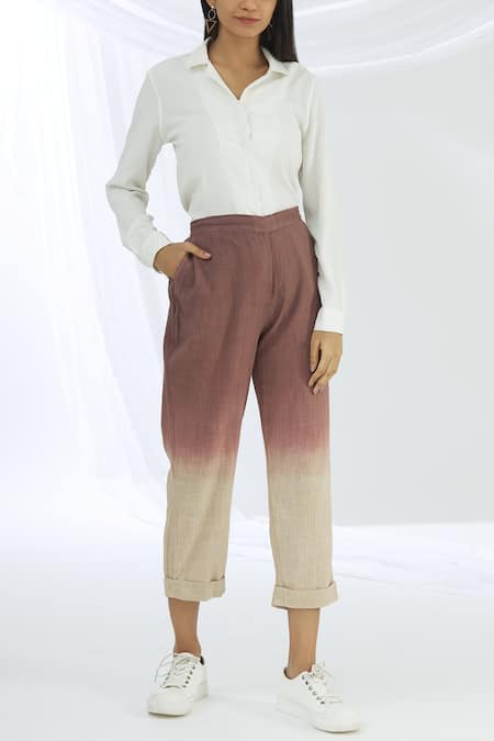 Buy Beige Looped Slit Bottom Linen Pant by RAW & RUSTIC BY NITI BOTHRA at  Ogaan Online Shopping Site