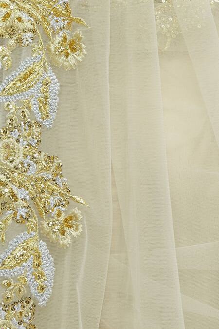 Buy_Bhairavi Jaikishan_Off White Embroidered Net Saree_Online_at_Aza_Fashions