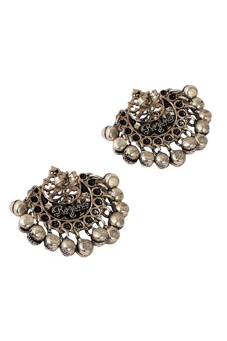 Shop Zariin Black Antique Stud Earrings at Aza Fashions Shop_Zariin_Black Antique Stud Earrings_at_Aza_Fashions