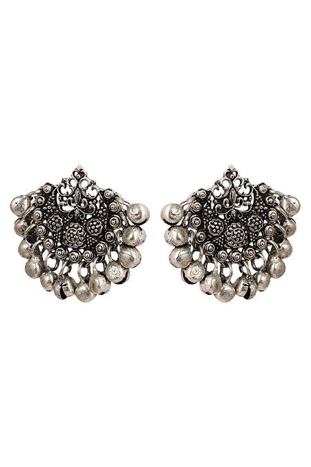 Zariin Black Antique Stud Earrings Online at Aza Fashions Zariin_Black Antique Stud Earrings_Online_at_Aza_Fashions