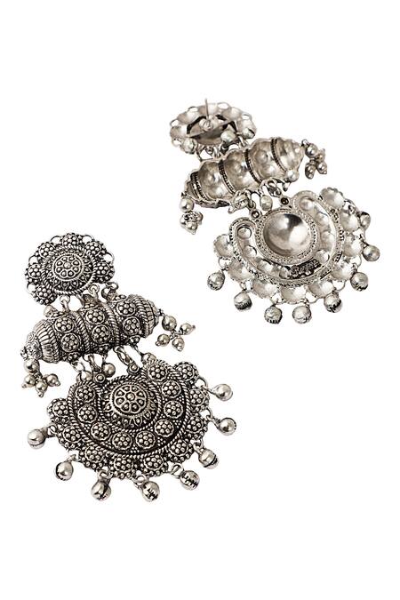 Zariin_Black Antique Danglers_Online_at_Aza_Fashions